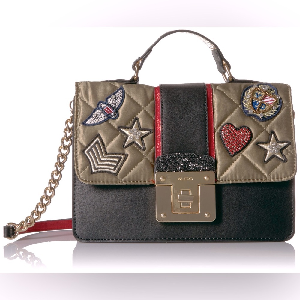 AlDO Military Patchwork Crossbody Bag NWOT
